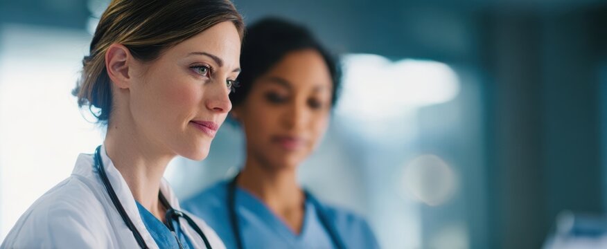 The dedicated healthcare professionals collaborating in a modern medical setting. - Powered by Adobe