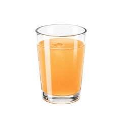 Refreshing glass of orange juice with ice cube, isolated view.