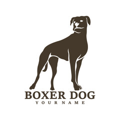 Boxer Dog logo design vector. Template Illustration. Icon Symbol