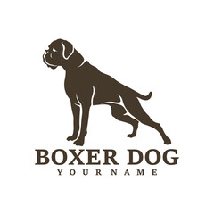 Boxer Dog logo design vector. Template Illustration. Icon Symbol
