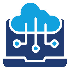 Cloud Computing Flat Blue Icon