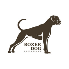 Boxer Dog logo design vector. Template Illustration. Icon Symbol