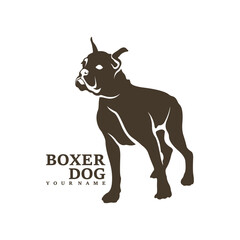 Boxer Dog logo design vector. Template Illustration. Icon Symbol