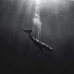 underwater scene with whale