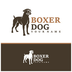 Boxer Dog logo design vector. Template Illustration. Icon Symbol