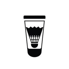Black Silhouette Shuttlecock Tube Vector Icon White Background