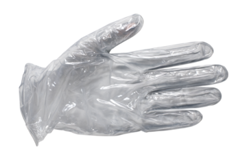 Single use plastic glove isolated on transparent background