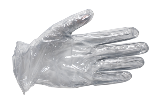 Single use plastic glove isolated on transparent background