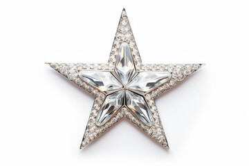 Separated silver star gems on white background.