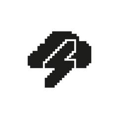 Pixelated Thunderstorm Icon. Symbol of Weather, Power, and Intensity. Isolated Vector Illustration