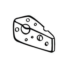 piece of triangular cheese line vector monochrome