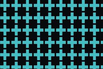 Fototapeta premium Teal cross pattern on black background seamless repeat