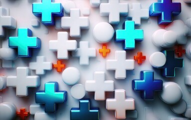 Obraz premium Abstract geometric pattern of plus signs and circles