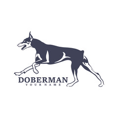 Doberman Dog logo design vector. Template Illustration. Icon Symbol