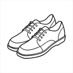 Black and White Line Drawing of Mens Leather Oxfords