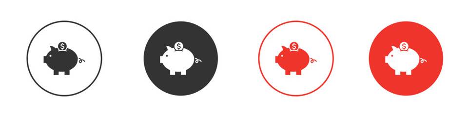 Piggy bank Logos. Flat Vector Icon Design Template