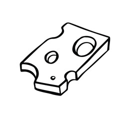 flat piece of cheese line vector monochrome
