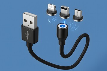 Complete Magnetic Charging Cable with Interchangeable Tips