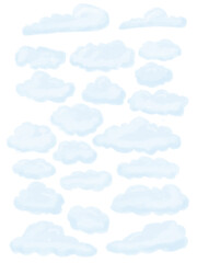 Set of clouds vector illustration cloud blue cartoon watercolor