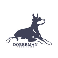 Doberman Dog logo design vector. Template Illustration. Icon Symbol