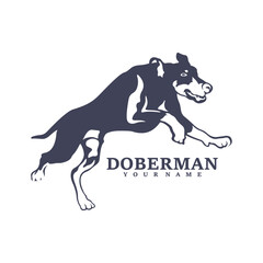 Doberman Dog logo design vector. Template Illustration. Icon Symbol