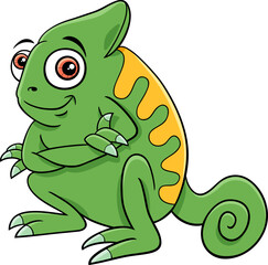 cute cartoon chameleon reptile wild animal character