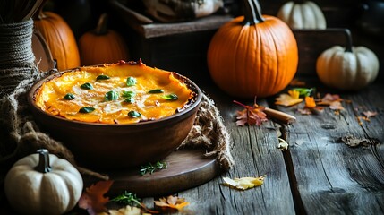 Pumpkin lasagna on the kitchen table