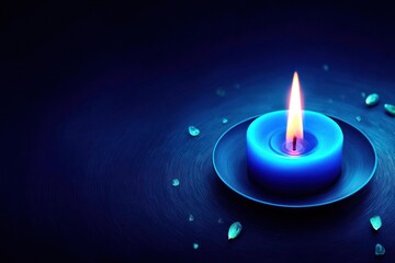 Blue candle flame in dark