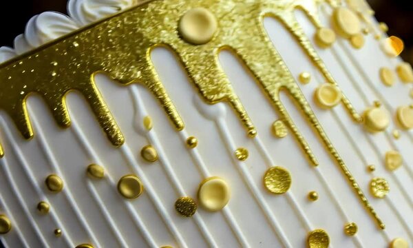 Gold-decorated white cake