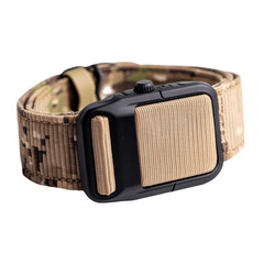 Tactical wrist mounted GPS tracker with durable strap in camouflage design