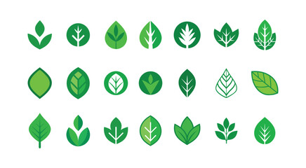 Green leaf vector icons set, green, logo, illustration 