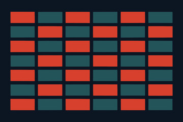 Abstract geometric pattern red and teal rectangles
