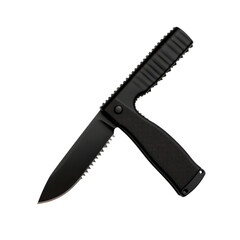Tactical combat knife with serrated edge and textured grip, ideal for outdoor use