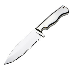 Stainless steel knife with serrated edge, perfect for cutting through various materials