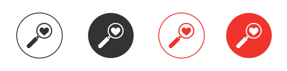 Search heart icon Logos. Flat Vector Icon Design Template
