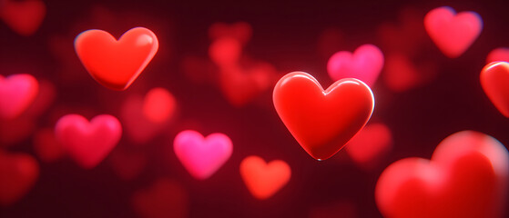 Obraz premium Valentine's Day red heart festive background illustration