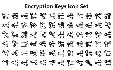Encryption keys Icon Set. editable stroke vector graphic elements, Essential brand presence toolkit stock illustration