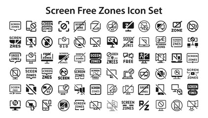 Illustrate concepts like screen free zones Icon Set. editable stroke vector graphic elements, Essential brand presence toolkit stock illustration