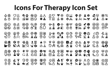 Icons for therapy Icon Set. editable stroke vector graphic elements, Essential brand presence toolkit stock illustration