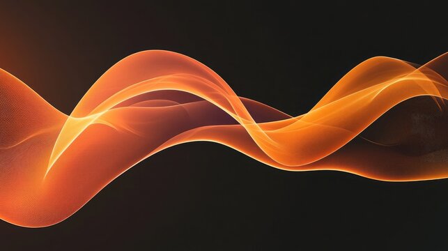 A sleek flat orange light streak against a black background creating an abstract and dynamic design element