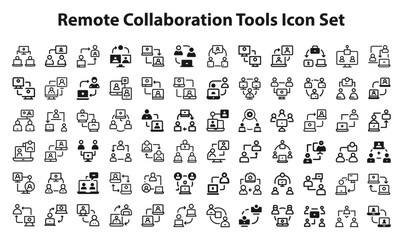 remote collaboration tools Icon Set. editable stroke vector graphic elements, Essential brand presence toolkit stock illustration