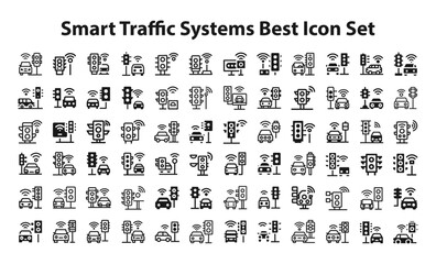 smart traffic systems Best Icon Set.svg editable stroke vector graphic elements, Essential brand presence toolkit stock illustration