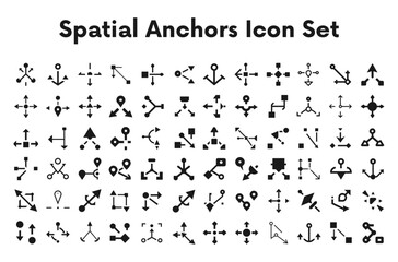 spatial anchors Icon Set.svg editable stroke vector graphic elements, Essential brand presence toolkit stock illustration