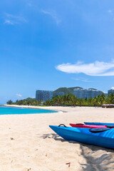 Kayaks on Xiaodonghai Beach in Sanya City, Hainan Province, China
