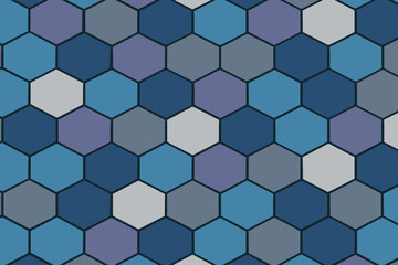 Abstract hexagon pattern in shades of blue and gray