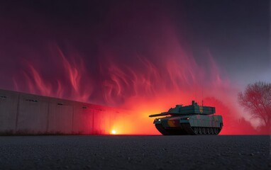 Tank at dusk, dramatic colors