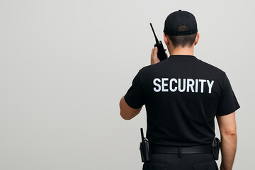 Back view of a security guard with copy space,  ideal for job vacancy design
