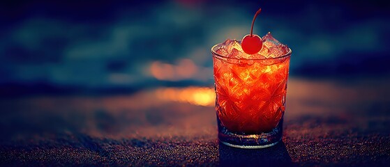 Vibrant cocktail at sunset