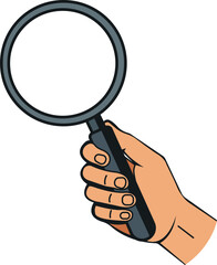 Hand Holding Magnifying Glass illustration