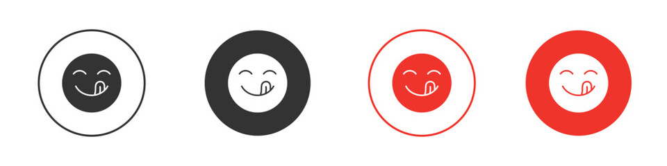 Yummy smile emoji icon Logos. Flat Vector Icon Design Template